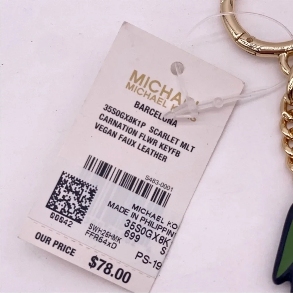 Michael Kors Red and Green Floral Key Holder Bag Charm
